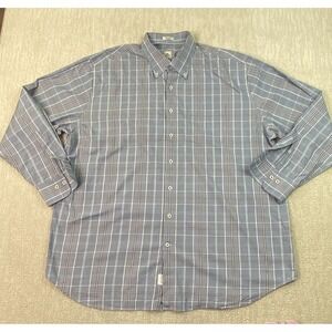 Peter Millar Button Down Shirt Mens XL Gray Blue Plaid Long Sleeve